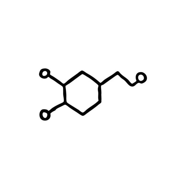 Dopamin Doodle Line Symbol — Stockvektor