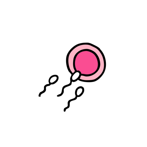 Sperma Und Eizellen Doodle Symbol — Stockvektor