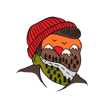 dağlar geleneksel dövme illüstrasyon ile karşı karşıya