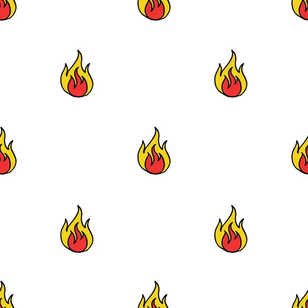 火のシームレスな落書きのパターン — ストックベクタ