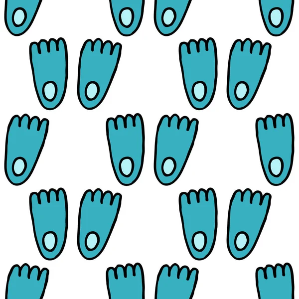 Flippers seamless doodle pattern — Stock Vector