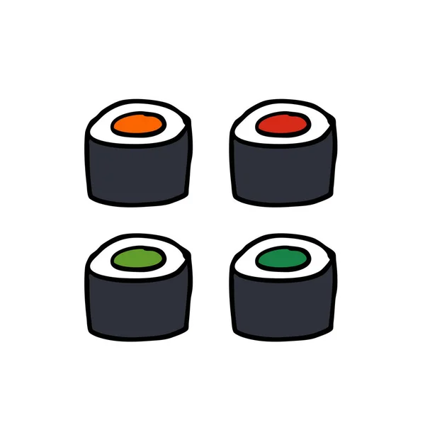 Sushi Doodle Vektor Symbole — Stockvektor