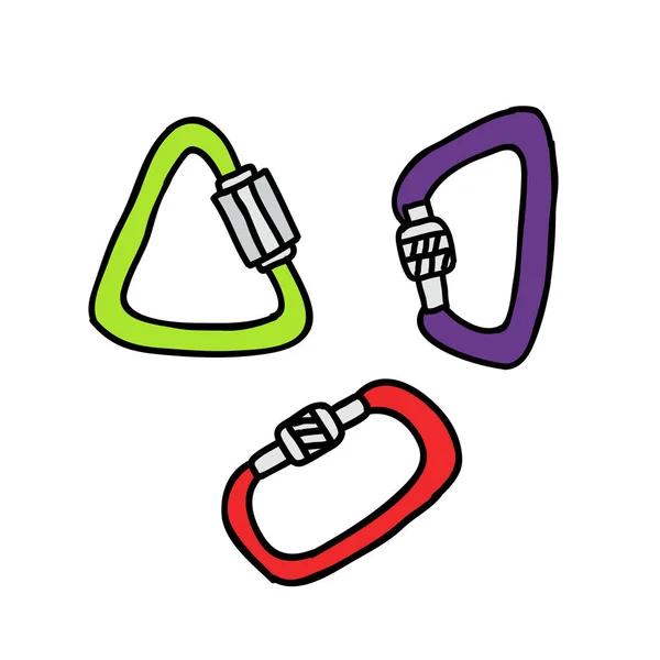 Karabiner Doodle Vektor Symbole — Stockvektor