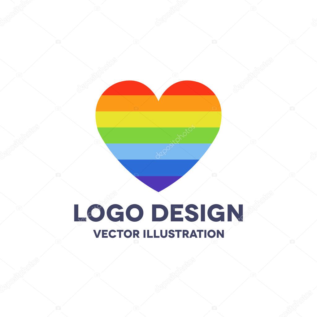Rainbow heart. LGBT community symbol vector icon