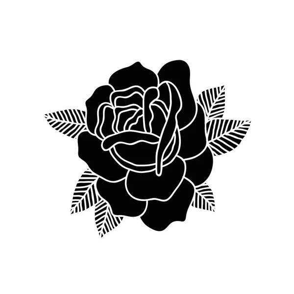 Rosa flor ilustração tatuagem tradicional flash — Vetor de Stock