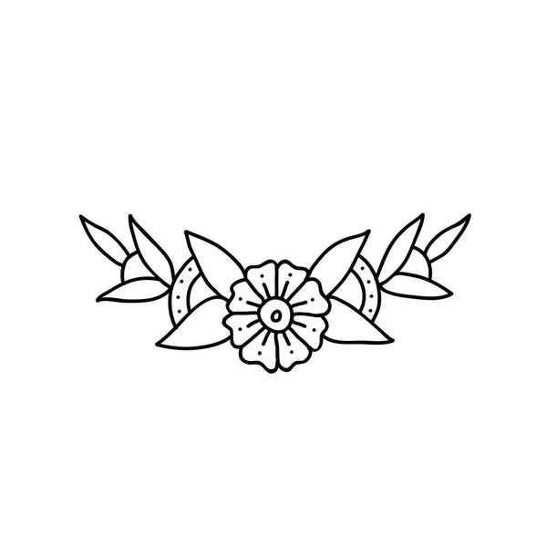 Λουλούδια εικονογράφηση παραδοσιακά τατουάζ flash — Διανυσματικό Αρχείο