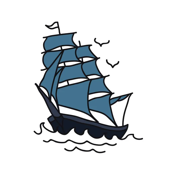 Illustrazione della nave flash tatuaggio tradizionale — Vettoriale Stock