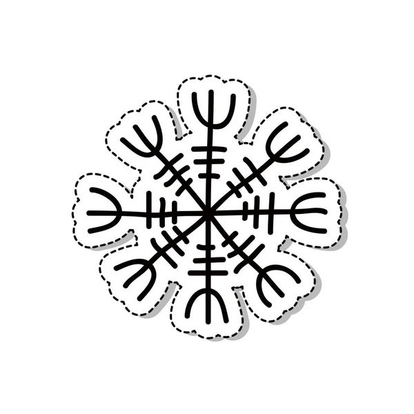 IJslandse magische runic teken, Aegishjalmur doodle pictogram — Stockvector