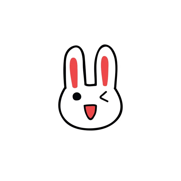 Emoji rabbit doodle icon — Stock Vector