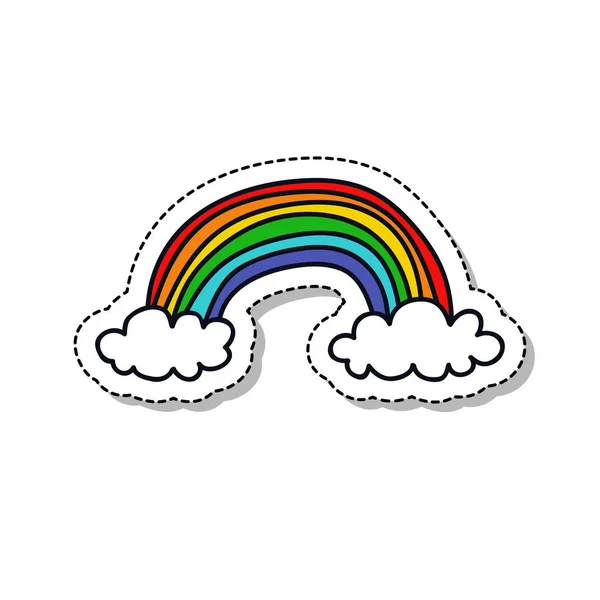 Regenbogen-Doodle-Sticker-Symbol — Stockvektor