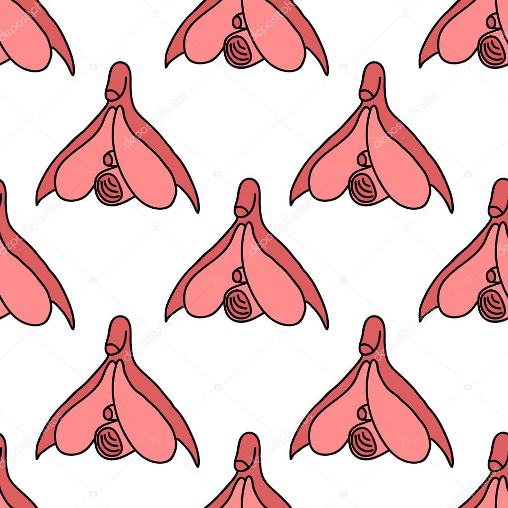 clitoris seamless doodle pattern