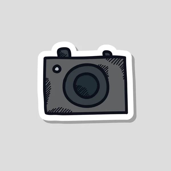 Camera doodle sticker icon — Stock Vector