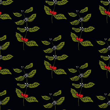 kahve bitki Dikişsiz desen doodle