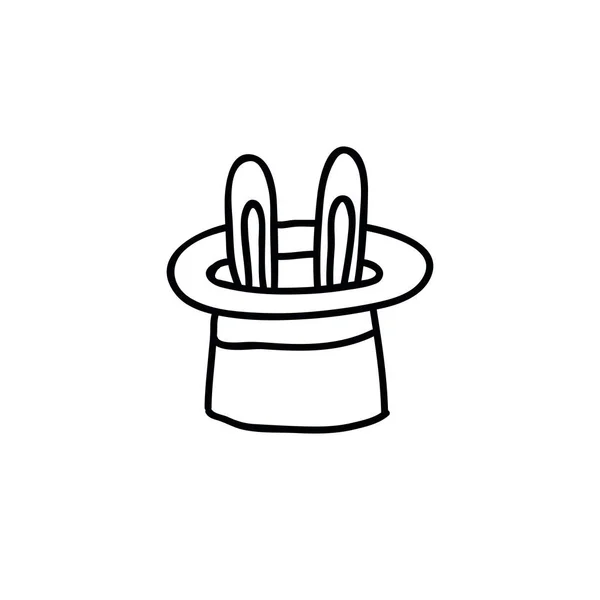 Conejo en el icono de garabato sombrero — Vector de stock