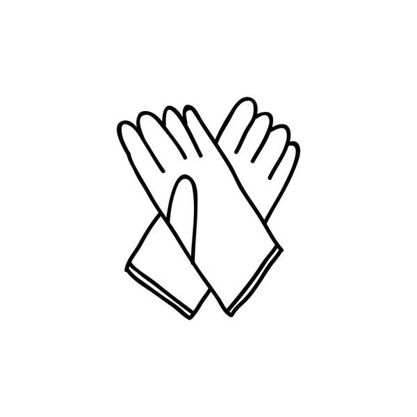 Rubber handschoenen doodle pictogram — Stockvector