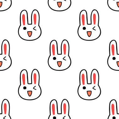 emoji tavşan dikişsiz doodle desen