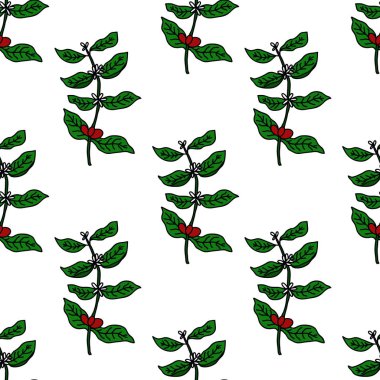 kahve bitki Dikişsiz desen doodle