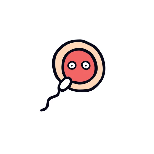 Ovum Sperm Doodle Simgesi — Stok Vektör