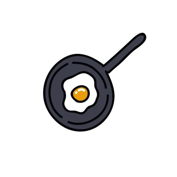 Huevos Revueltos Garabato Icono — Vector de stock