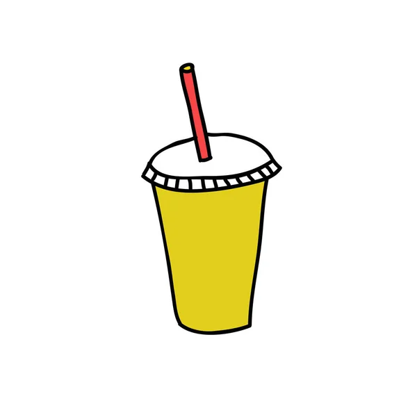 Frisdrank Meenemen Cup Doodle Pictogram — Stockvector