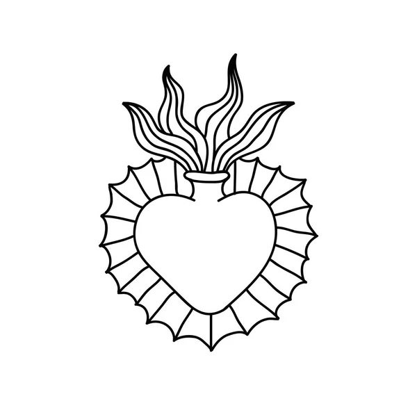 Sacred Heart Doodle Ikona — Wektor stockowy