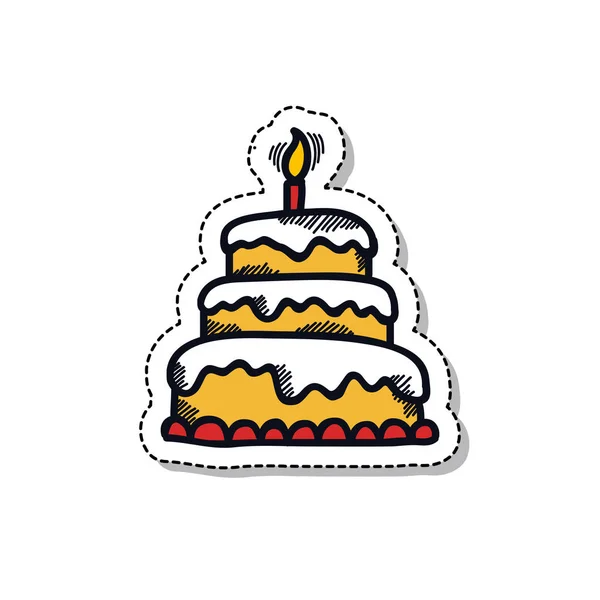 Születésnapi Torta Doodle Ikon — Stock Vector