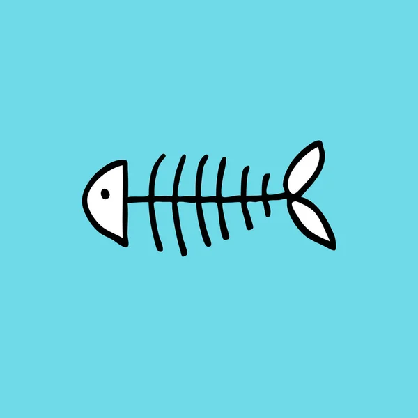 Balık Iskeleti Doodle Simgesi — Stok Vektör
