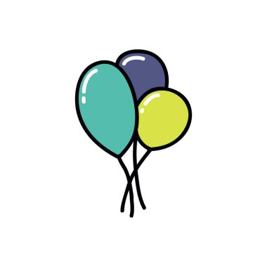 hava ballons doodle simgesi, vektör illüstrasyon