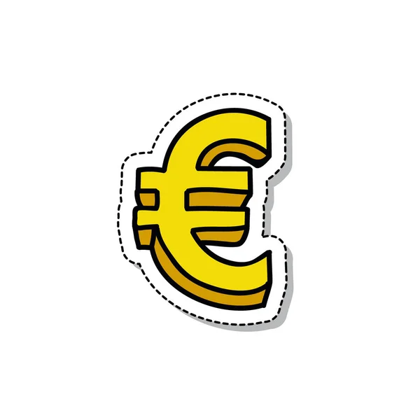 Euro signo garabato icono, vector de ilustración — Vector de stock