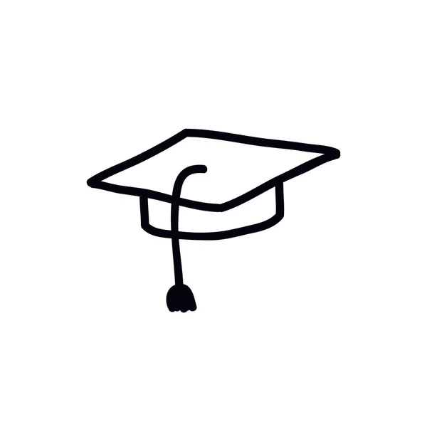 毕业帽涂鸦图标，矢量插图 — 图库矢量图片