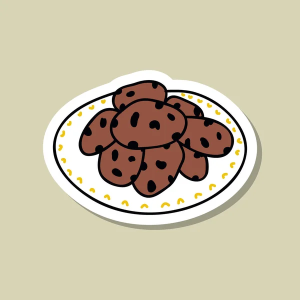 Chocolate Chip Cookies Doodle-Symbol, Vektorillustration — Stockvektor