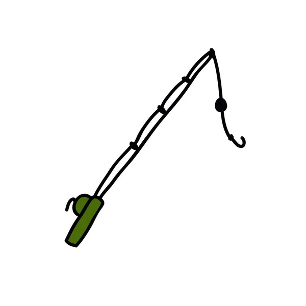 Vara de pesca doodle ícone, ilustração vetorial —  Vetores de Stock