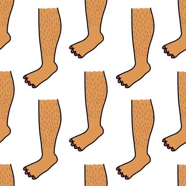 毛むくじゃらの足のシームレスな落書きのパターン — ストックベクタ