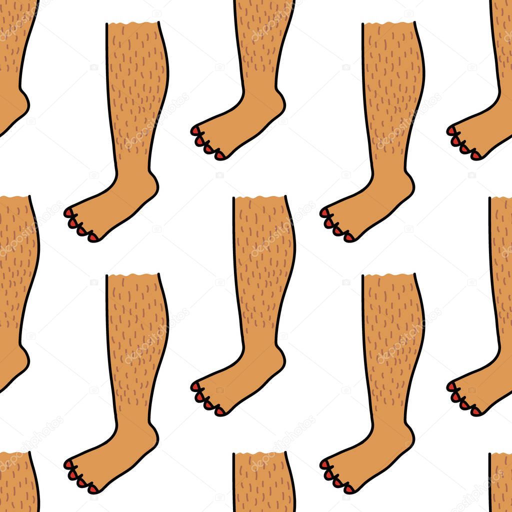hairy legs seamless doodle pattern