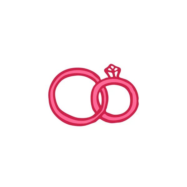 Snubní prsteny doodle ikona — Stockový vektor