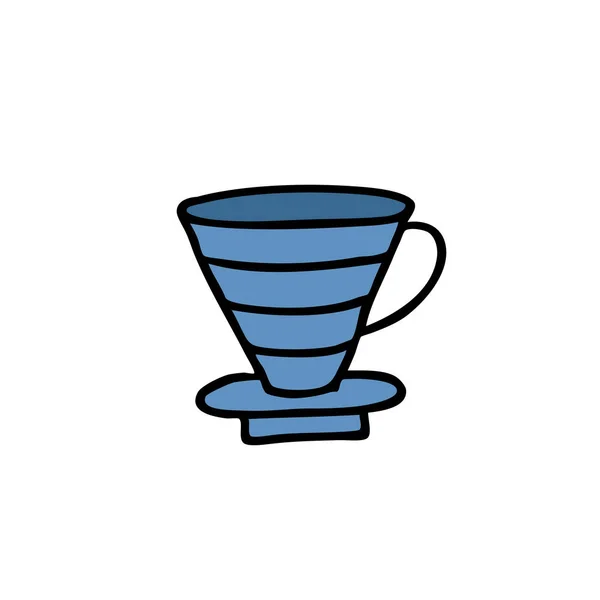 Icono de garabato. cafetera alternativa. dispositivo para la elaboración de café — Vector de stock