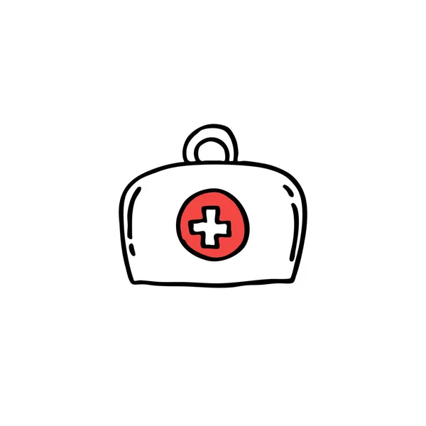 Kit de primeros auxilios garabato icono — Vector de stock