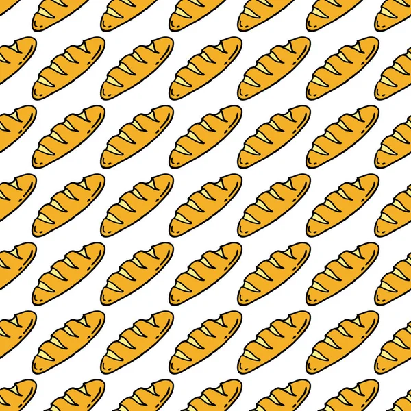 Brot nahtloses Doodle-Muster — Stockvektor