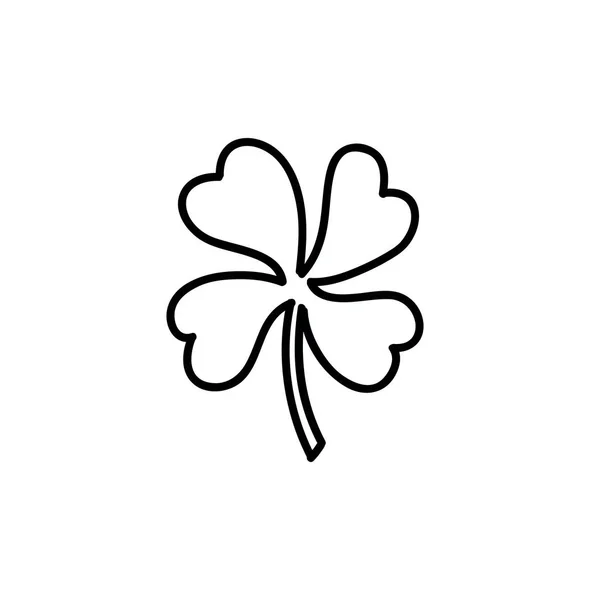 four leaf clover doodle icon, line illustration