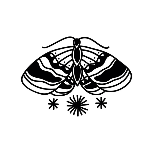 Moth Doodle traditionell tatuering illustration — Stock vektor