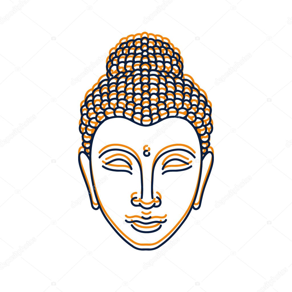 Buddha doodle icon, color illustration