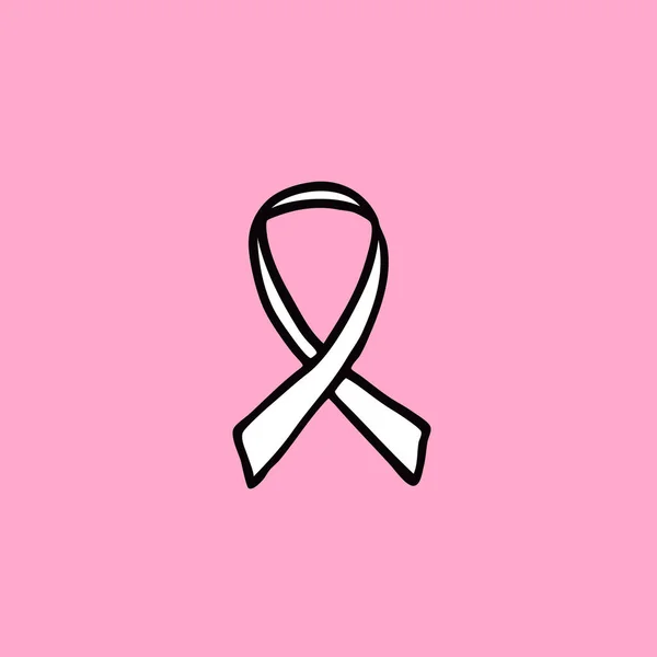 Breast cancer awareness ribbon doodle icon — Stock Vector
