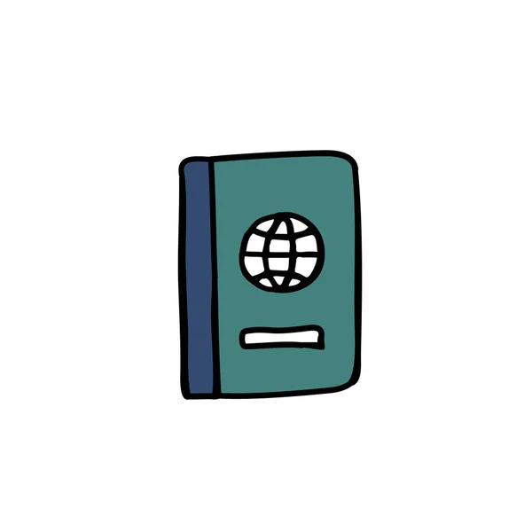 Ikon doodle paspor - Stok Vektor