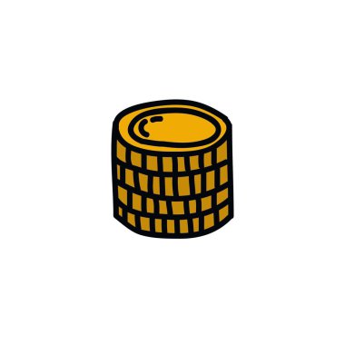 Bozuk paralar karalama simgesi, vektör illüstrasyonu