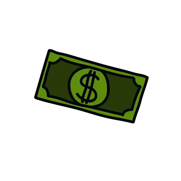 Dollar billet doodle icône, illustration vectorielle — Image vectorielle