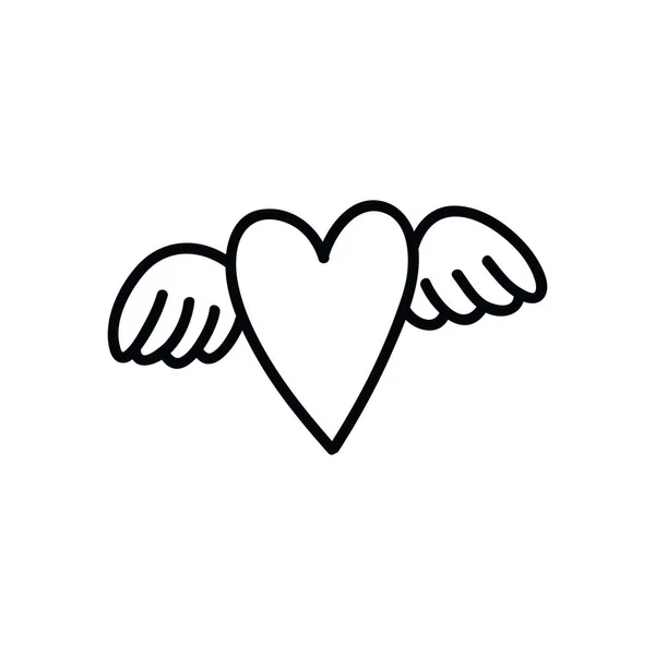 Serce ze skrzydłami ikona Doodle, wektor ilustracji — Wektor stockowy