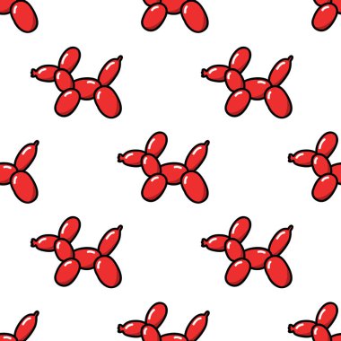 Beyaz arka planda hava balonu köpekleri ile Dikişsiz desen