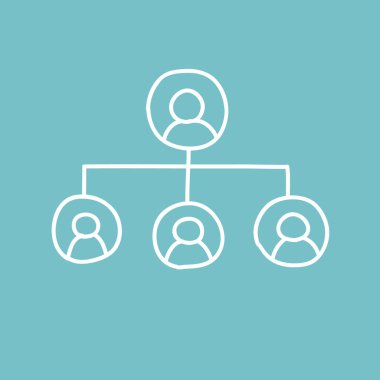 personel iletişim şeması doodle simgesi, vektör illutsration