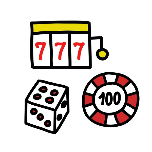 Casino-Doodle-Symbol, Vektorillustration — Stockvektor