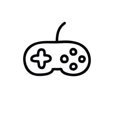 oyun joystick doodle simgesi, vektör illüstrasyon